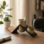 Carti si Birotica - Birotica - Accesorii de birou - Suporturi accesorii birou - Organizator Birou Geometric Elegant, Negru Auriu, 26 cm - Infinity.ro