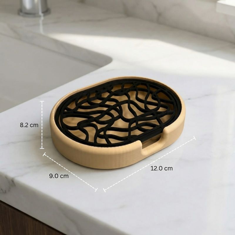 Casa si Gradina - Sanitare - Suporturi si accesorii baie - Accesorii baie - Sapuniera Moderna cu Model Organic, Bej, 12 cm - Infinity.ro