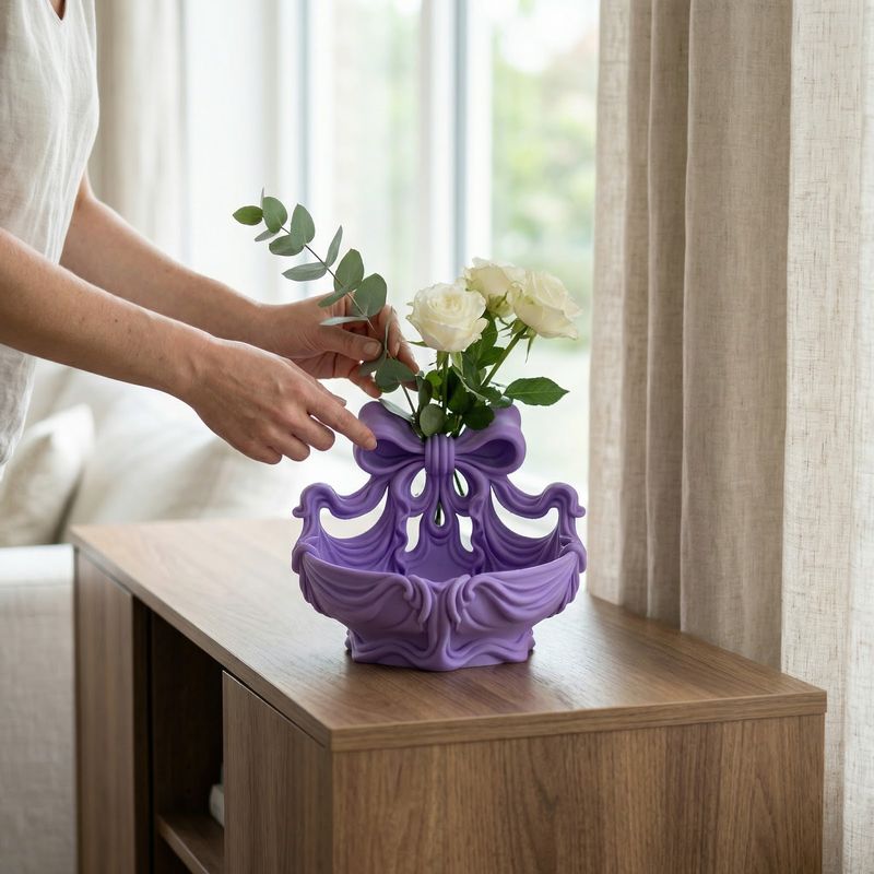 Casa si Gradina - Decoratiuni - Obiecte decorative - Vaze si boluri decorative - Bol Decorativ cu Funda Eleganta, Mov, 17 cm - Infinity.ro