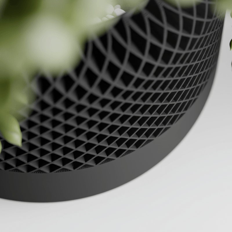 Casa si Gradina - Gradinarit si plante - Plante si ghivece - Ghivece si suporturi - Ghiveci premium cu design texturat tip plasa, culoare Midnight Onyx, plastic PLA, diametru 10cm, inaltime 10cm - Infinity.ro