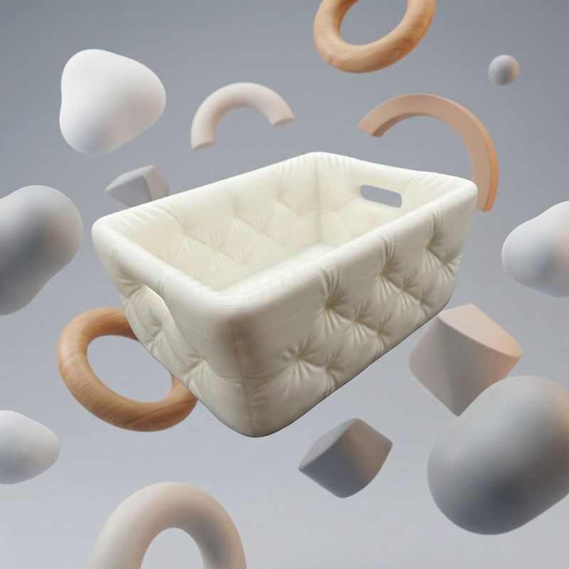 Casa si Gradina - Mobilier - Organizare si depozitare - Cutii depozitare - Cos organizator alb, dimensiuni 17 cm, textura matlasata, design modern - Infinity.ro