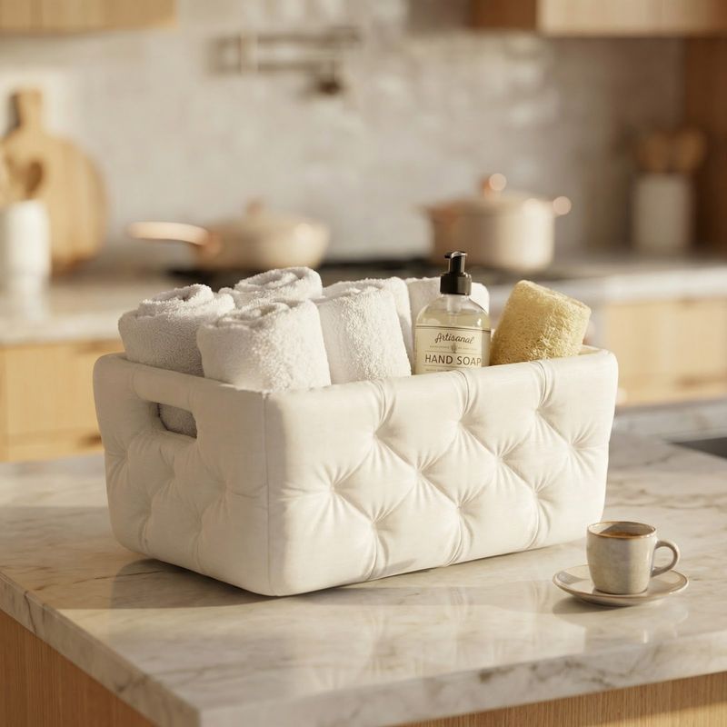 Casa si Gradina - Mobilier - Organizare si depozitare - Cutii depozitare - Cos organizator alb, dimensiuni 17 cm, textura matlasata, design modern - Infinity.ro