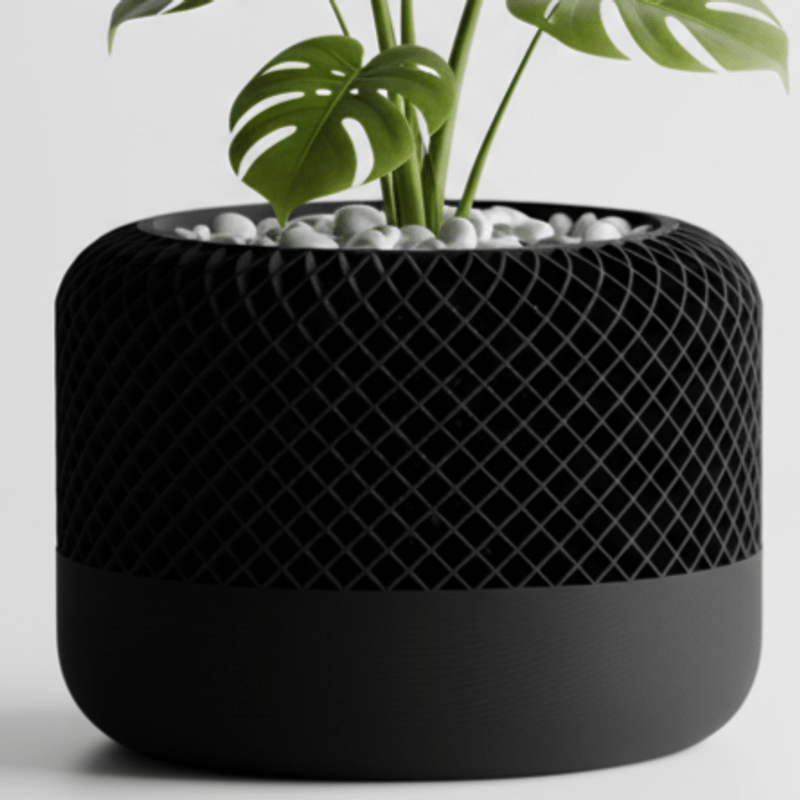 Casa si Gradina - Gradinarit si plante - Plante si ghivece - Ghivece si suporturi - Ghiveci premium cu design texturat tip plasa, culoare Midnight Onyx, plastic PLA, diametru 10cm, inaltime 10cm - Infinity.ro