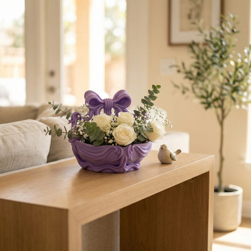 Casa si Gradina - Decoratiuni - Obiecte decorative - Vaze si boluri decorative - Bol Decorativ cu Funda Eleganta, Mov, 17 cm - Infinity.ro