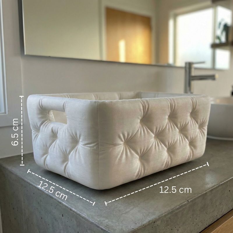 Casa si Gradina - Mobilier - Organizare si depozitare - Cutii depozitare - Cos organizator alb, dimensiuni 17 cm, textura matlasata, design modern - Infinity.ro