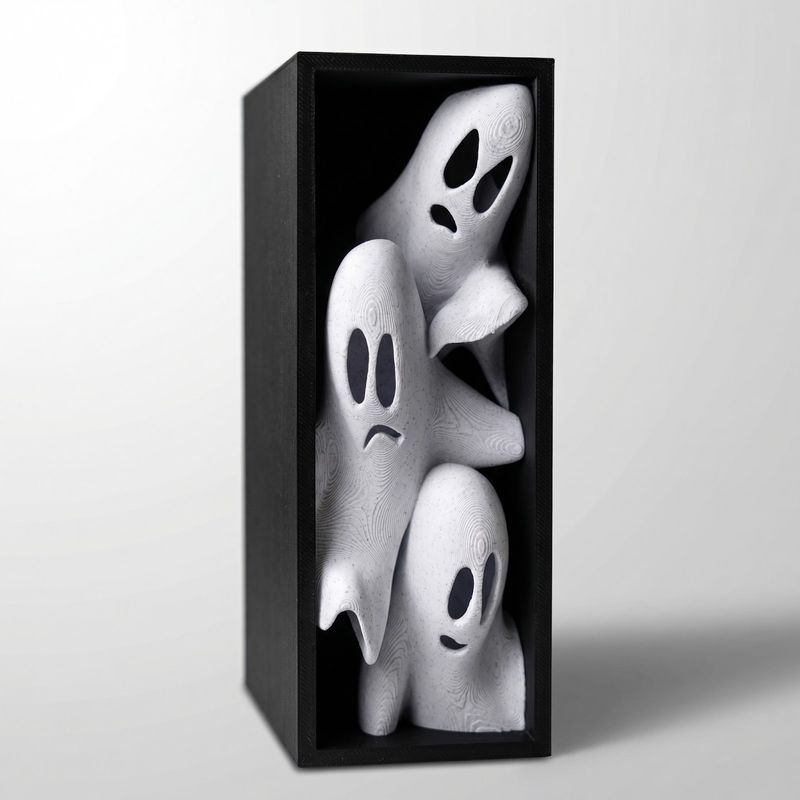 Carti si Birotica - Carti - Accesorii pentru cititori - Book Nook decorativ cu Fantome Jucause, Alb, 17 cm - Infinity.ro
