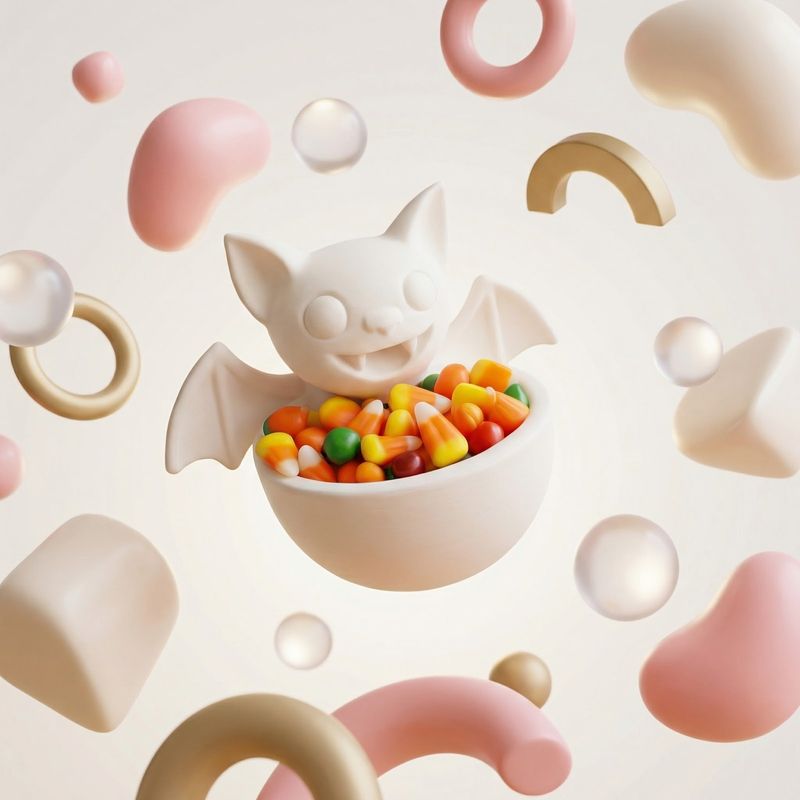 Casa si Gradina - Decoratiuni - Obiecte decorative - Vaze si boluri decorative - Bol Decorativ Halloween cu Liliac Vesel, Alb, 22 cm - Infinity.ro