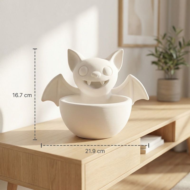 Casa si Gradina - Decoratiuni - Obiecte decorative - Vaze si boluri decorative - Bol Decorativ Halloween cu Liliac Vesel, Alb, 22 cm - Infinity.ro
