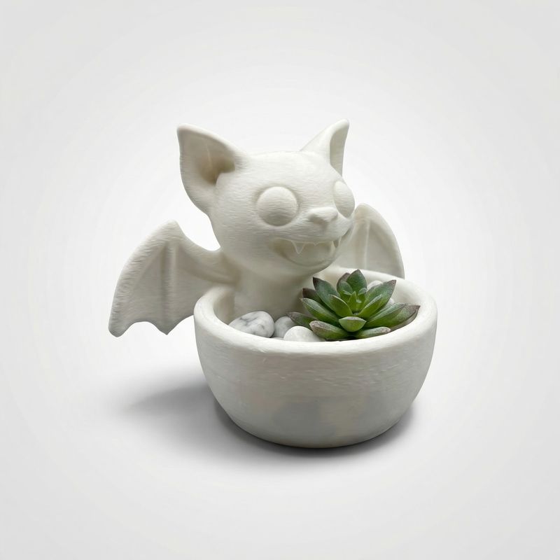 Casa si Gradina - Decoratiuni - Obiecte decorative - Vaze si boluri decorative - Bol Decorativ Halloween cu Liliac Vesel, Alb, 22 cm - Infinity.ro