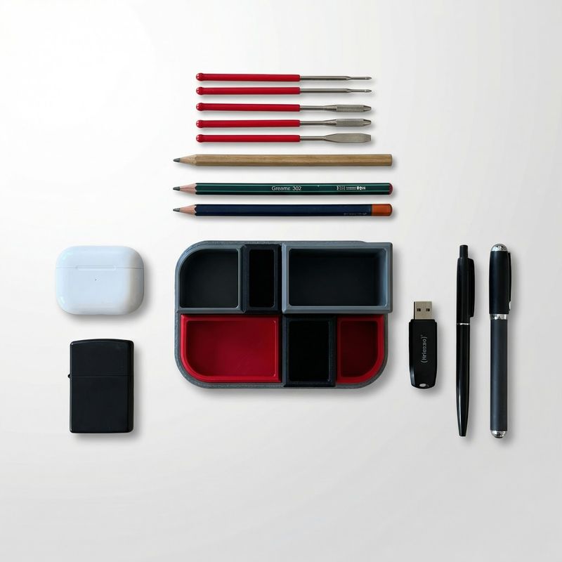 Carti si Birotica - Birotica - Accesorii de birou - Suporturi accesorii birou - Organizator birou modular Armonie, gri, dimensiuni 15x10x6.6cm, imprimeu 3D - Infinity.ro