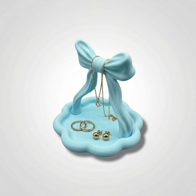 Fashion, accesorii si bijuterii - Femei - Bijuterii femei - Cutii bijuterii - Suport Bijuterii cu Funda Eleganta, Albastru deschis, 14 cm - Infinity.ro