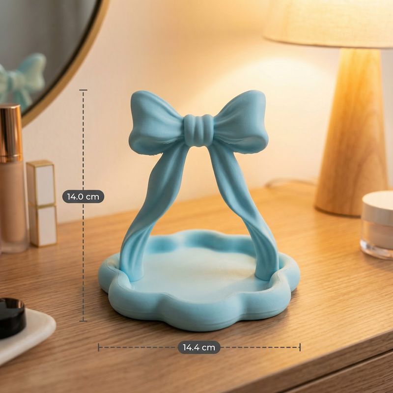 Fashion, accesorii si bijuterii - Femei - Bijuterii femei - Cutii bijuterii - Suport Bijuterii cu Funda Eleganta, Albastru deschis, 14 cm - Infinity.ro