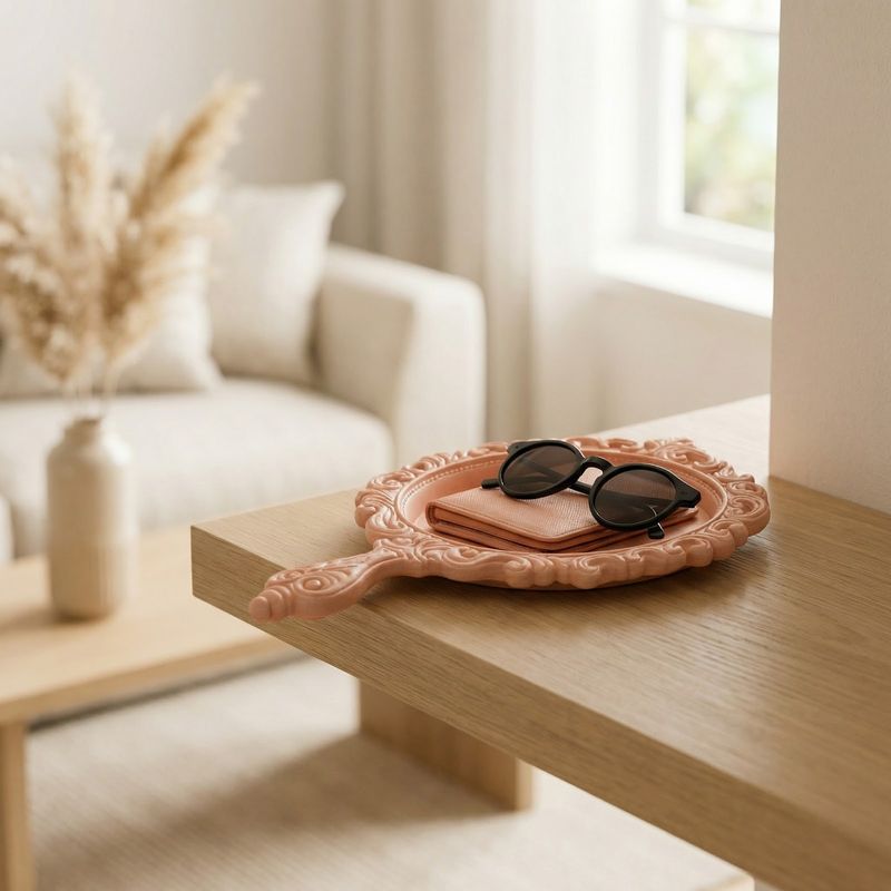 Casa si Gradina - Decoratiuni - Obiecte decorative - Accesorii decorative - Tava Decorativa Eleganta pentru Obiecte, Roz Pudrat, 18 cm - Infinity.ro