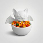 Casa si Gradina - Decoratiuni - Obiecte decorative - Vaze si boluri decorative - Bol Decorativ Halloween cu Liliac Vesel, Alb, 22 cm - Infinity.ro