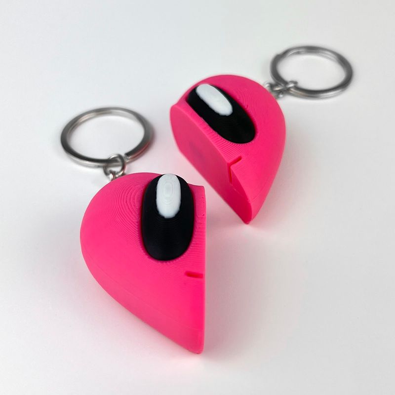 Market - Cadouri - Suveniruri - Set Brelocuri Inima Valentine's Day / Ziua Indragostitilor cu Magnet, 3D, Roz - Infinity.ro