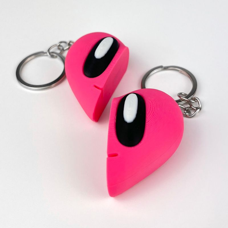 Market - Cadouri - Suveniruri - Set Brelocuri Inima Valentine's Day / Ziua Indragostitilor cu Magnet, 3D, Roz - Infinity.ro