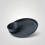 Casa si Gradina - Decoratiuni - Obiecte decorative - Vaze si boluri decorative - Set decorativ Bol si Farfurie cu Textura Ondulata, Negru, 15 cm - Infinity.ro