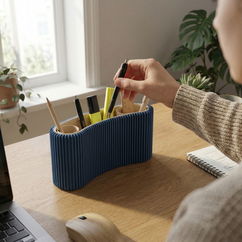 Carti si Birotica - Birotica - Accesorii de birou - Suporturi accesorii birou - Organizator Birou Modular cu Nervuri, Negru, 12 cm - Infinity.ro