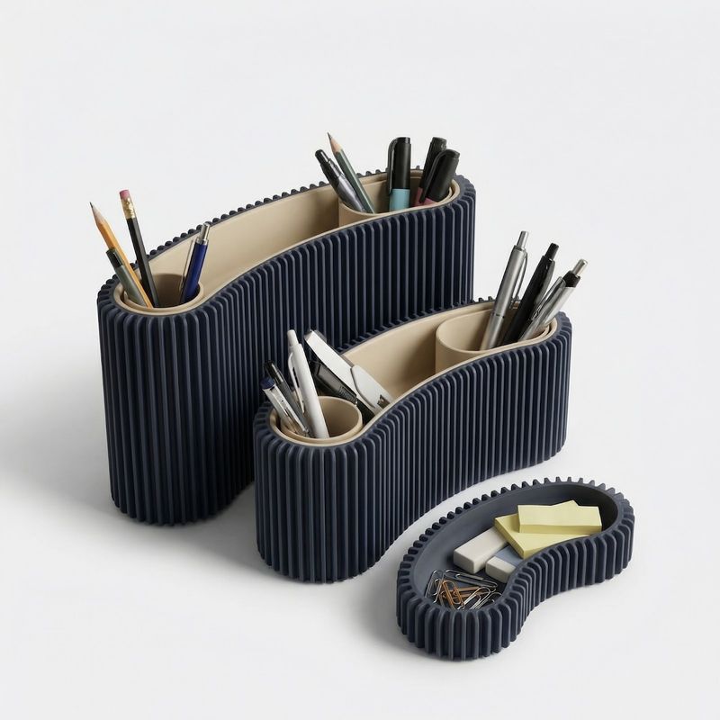 Carti si Birotica - Birotica - Accesorii de birou - Suporturi accesorii birou - Organizator Birou Modular cu Nervuri, Negru, 12 cm - Infinity.ro