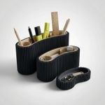 Carti si Birotica - Birotica - Accesorii de birou - Suporturi accesorii birou - Organizator Birou Modular cu Nervuri, Negru, 12 cm - Infinity.ro