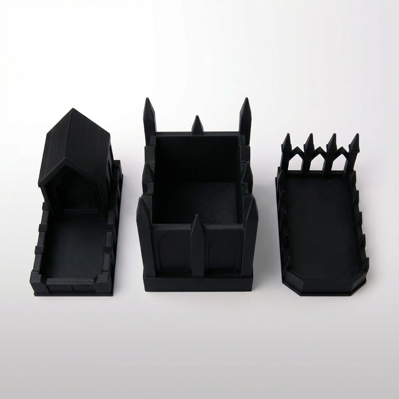 Fashion, accesorii si bijuterii - Femei - Bijuterii femei - Cutii bijuterii - Organizator Bijuterii Stil Catedrala, Negru, 10 cm - Infinity.ro