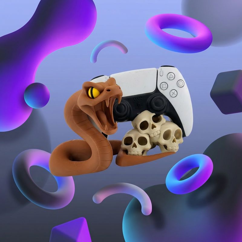 PC, gaming si accesorii - Gaming - Accesorii gaming - Accesorii console gaming - Suport Controller cu Diorama Horror, Maro/Bej, 17 cm - Infinity.ro