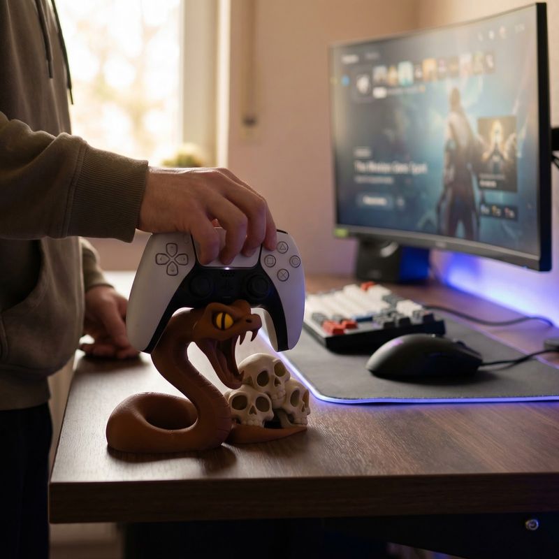 PC, gaming si accesorii - Gaming - Accesorii gaming - Accesorii console gaming - Suport Controller cu Diorama Horror, Maro/Bej, 17 cm - Infinity.ro