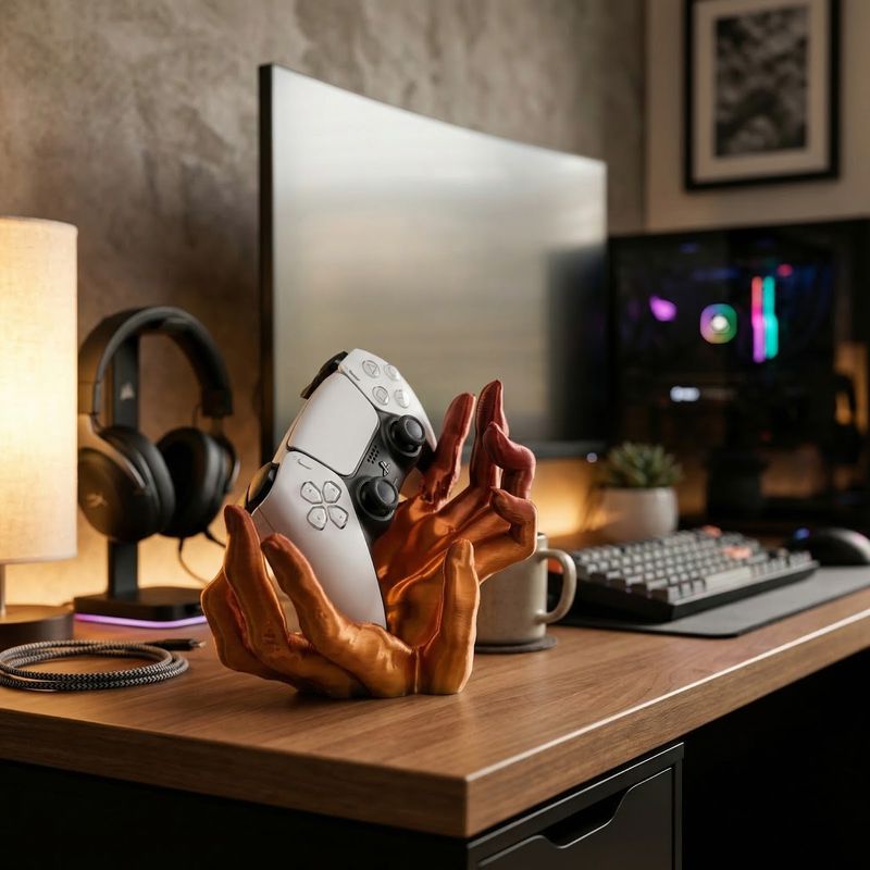 PC, gaming si accesorii - Gaming - Accesorii gaming - Accesorii console gaming - Suport Controller Gaming Mana Horror, maro, 16 cm - Infinity.ro