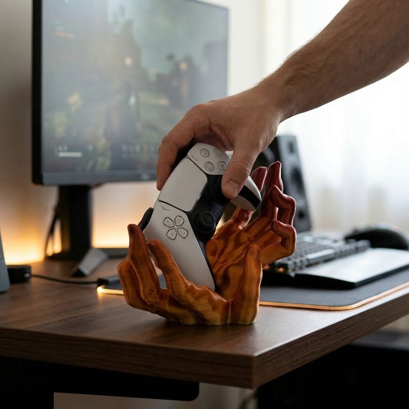 PC, gaming si accesorii - Gaming - Accesorii gaming - Accesorii console gaming - Suport Controller Gaming Mana Horror, maro, 16 cm - Infinity.ro