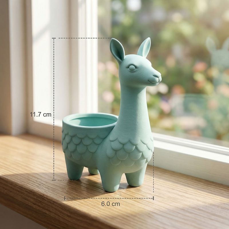Casa si Gradina - Gradinarit si plante - Plante si ghivece - Ghivece si suporturi - Ghiveci Decorativ Silueta Alpaca, Turcoaz, 12 cm - Infinity.ro