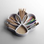 Carti si Birotica - Birotica - Accesorii de birou - Suporturi accesorii birou - Organizator birou tip Lotus, alb, 8 cm, compartimente multiple - Infinity.ro