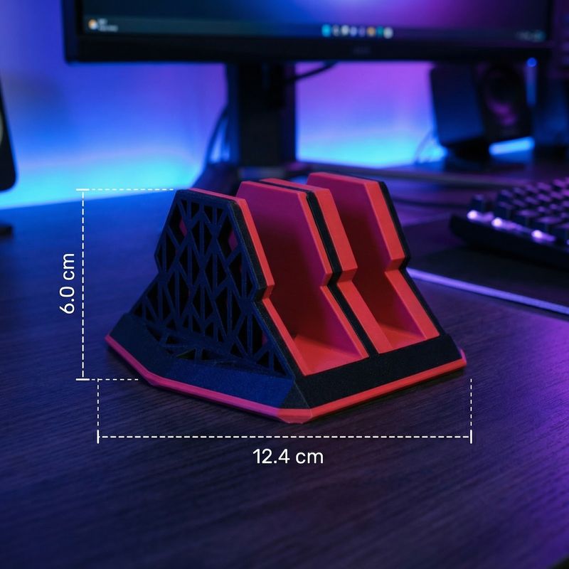 PC, gaming si accesorii - Periferice PC - Periferice Diverse - Suport Vertical Dublu pentru Laptop, Negru Rosu, 14 cm - Infinity.ro