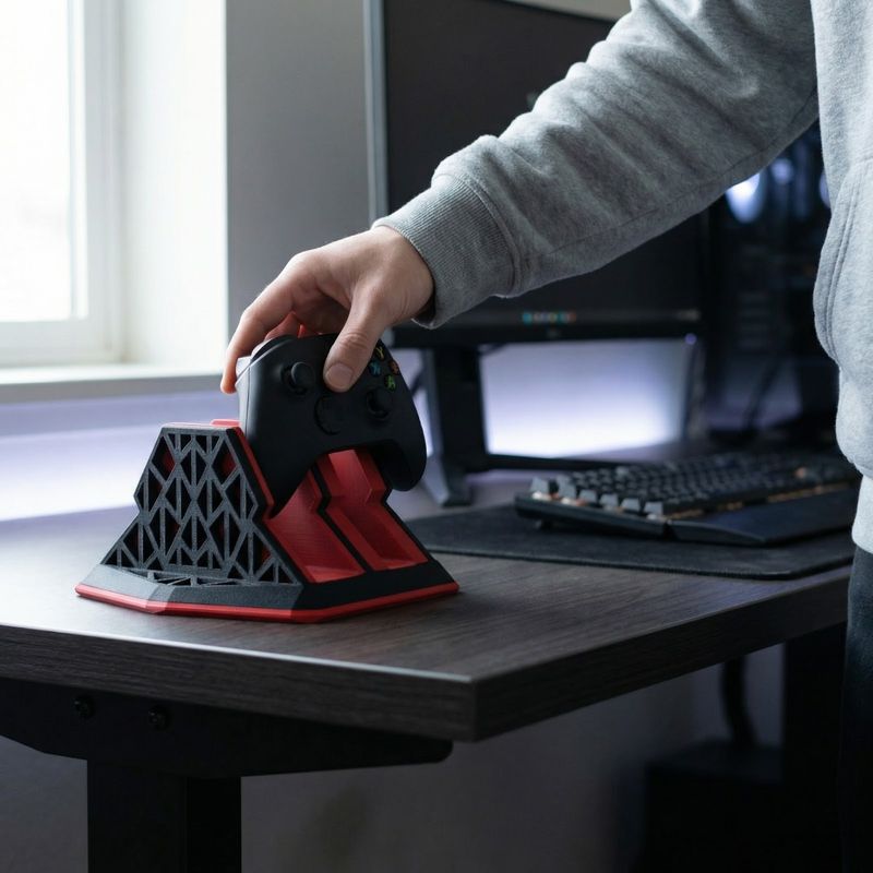 PC, gaming si accesorii - Periferice PC - Periferice Diverse - Suport Vertical Dublu pentru Laptop, Negru Rosu, 14 cm - Infinity.ro
