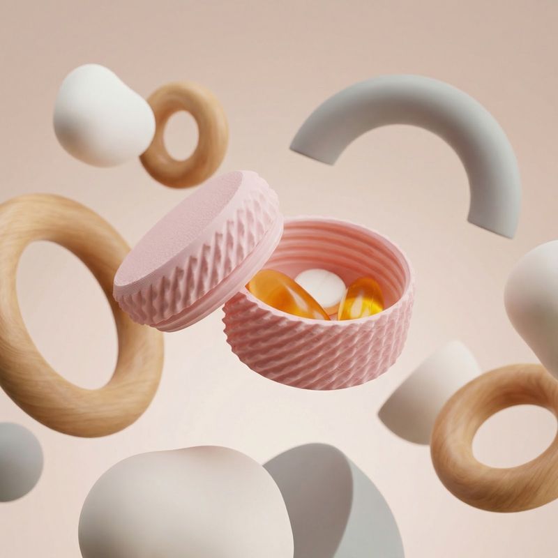 Casa si Gradina - Mobilier - Organizare si depozitare - Cutii depozitare - Cutie compacta pentru pastile, roz, 4 cm, capac filetat - Infinity.ro