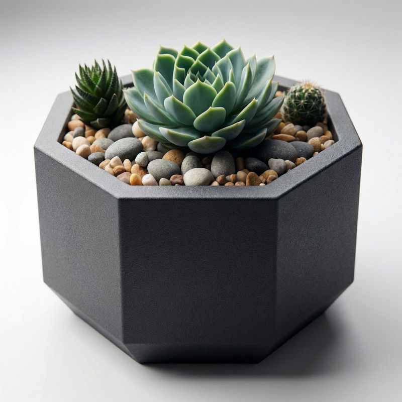 Casa si Gradina - Gradinarit si plante - Plante si ghivece - Ghivece si suporturi - Ghiveci Decorativ Octogonal Minimalist, Negru, 13 cm - Infinity.ro
