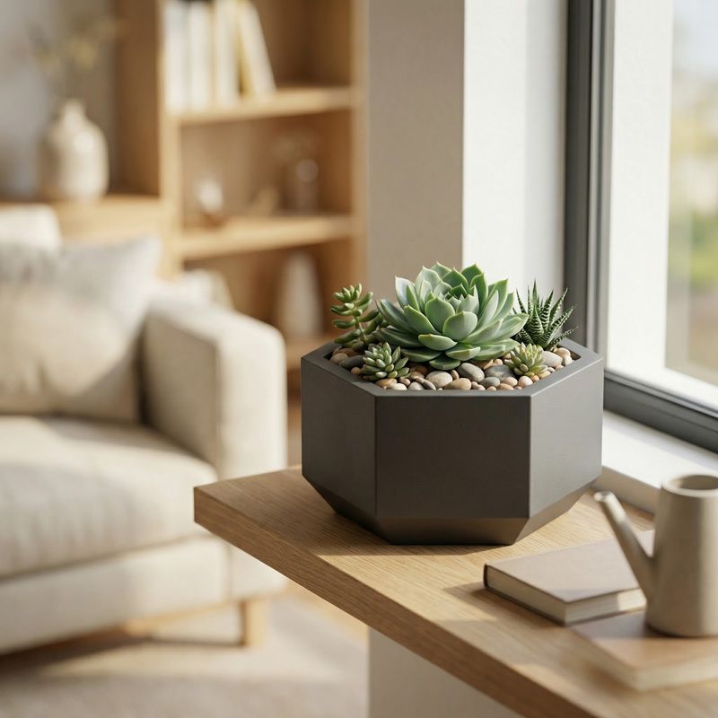 Casa si Gradina - Gradinarit si plante - Plante si ghivece - Ghivece si suporturi - Ghiveci Decorativ Octogonal Minimalist, Negru, 13 cm - Infinity.ro