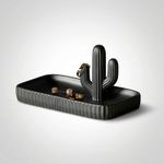 Fashion, accesorii si bijuterii - Femei - Bijuterii femei - Cutii bijuterii - Tavita Organizator Bijuterii cu Suport Cactus, Negru, 18 cm - Infinity.ro