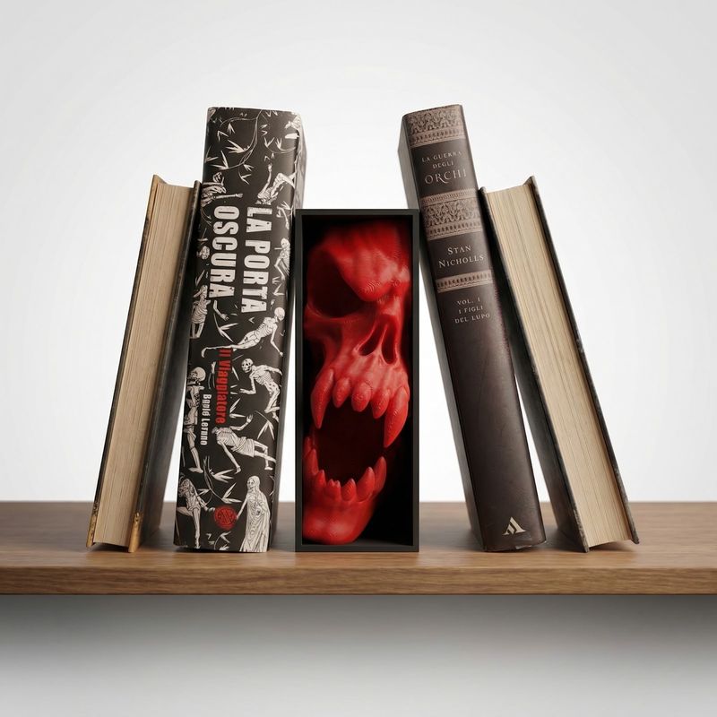 Carti si Birotica - Carti - Accesorii pentru cititori - Book Nook Decorativ Horror cu Craniu, Rosu/Negru, 17 cm - Infinity.ro