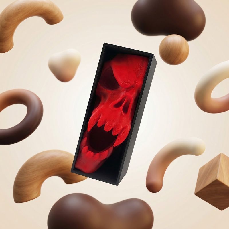 Carti si Birotica - Carti - Accesorii pentru cititori - Book Nook Decorativ Horror cu Craniu, Rosu/Negru, 17 cm - Infinity.ro