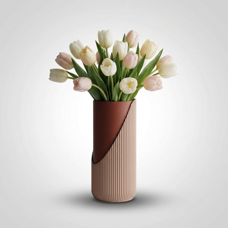 Casa si Gradina - Decoratiuni - Obiecte decorative - Vaze si boluri decorative - Vaza Decorativa cu Textura Striata, Bej, 17 cm - Infinity.ro