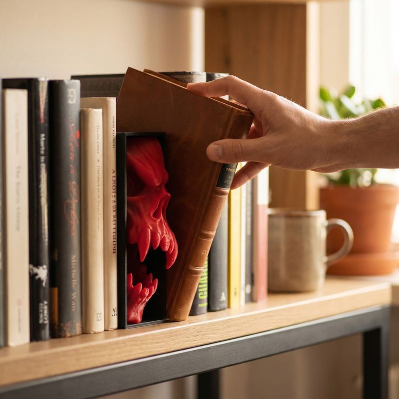 Carti si Birotica - Carti - Accesorii pentru cititori - Book Nook Decorativ Horror cu Craniu, Rosu/Negru, 17 cm - Infinity.ro