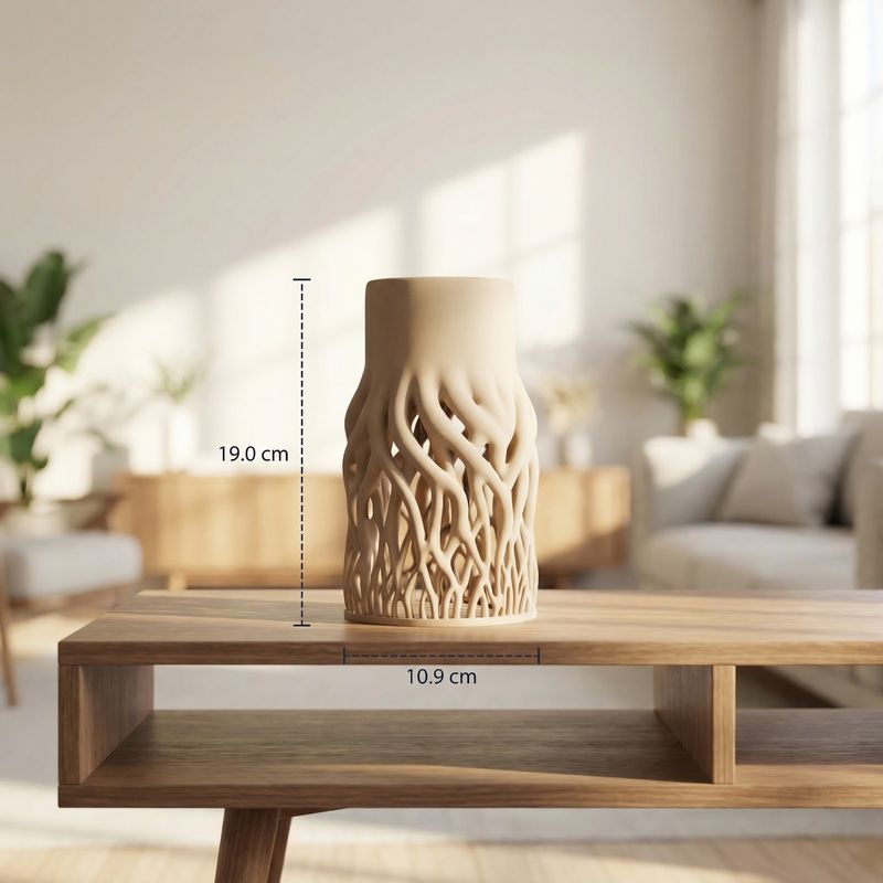 Casa si Gradina - Decoratiuni - Obiecte decorative - Vaze si boluri decorative - Vaza Decorativa Organica cu Baza Tip Radacini, Bej, 19 cm - Infinity.ro