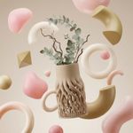 Casa si Gradina - Decoratiuni - Obiecte decorative - Vaze si boluri decorative - Vaza Decorativa Organica cu Baza Tip Radacini, Bej, 19 cm - Infinity.ro