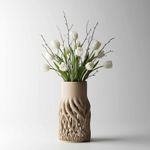 Casa si Gradina - Decoratiuni - Obiecte decorative - Vaze si boluri decorative - Vaza Decorativa Organica cu Baza Tip Radacini, Bej, 19 cm - Infinity.ro