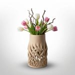 Casa si Gradina - Decoratiuni - Obiecte decorative - Vaze si boluri decorative - Vaza Decorativa Organica cu Baza Tip Radacini, Bej, 19 cm - Infinity.ro