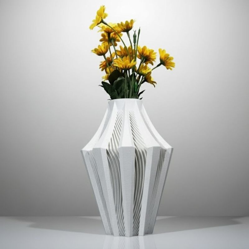 Casa si Gradina - Decoratiuni - Obiecte decorative - Vaze si boluri decorative - Vaza Moderna 3D, Design Minimalist, Gri - Infinity.ro