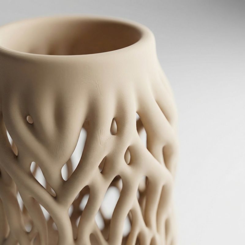Casa si Gradina - Decoratiuni - Obiecte decorative - Vaze si boluri decorative - Vaza Decorativa Organica cu Baza Tip Radacini, Bej, 19 cm - Infinity.ro
