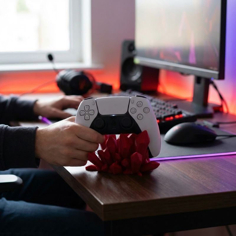 PC, gaming si accesorii - Gaming - Accesorii gaming - Accesorii console gaming - Suport controller gaming cu design cristale, rosu, 15cm - Infinity.ro