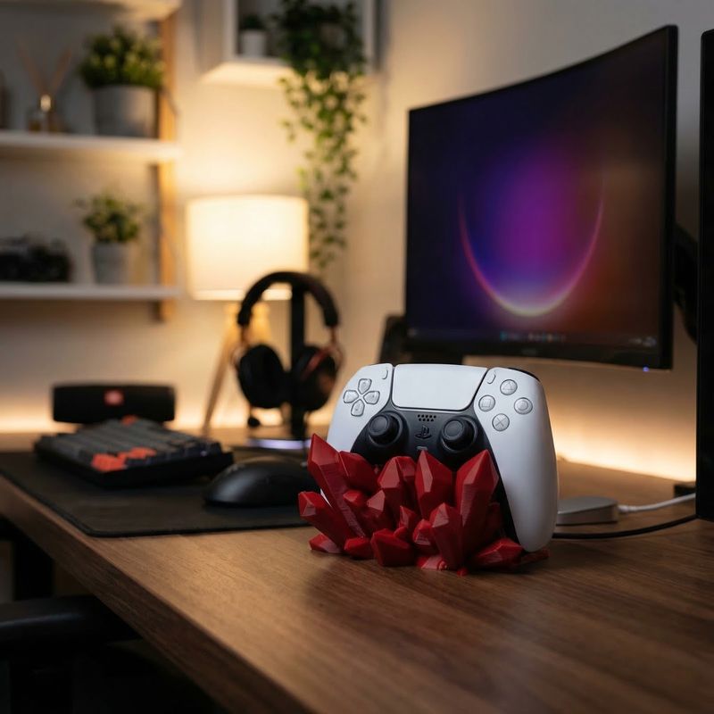 PC, gaming si accesorii - Gaming - Accesorii gaming - Accesorii console gaming - Suport controller gaming cu design cristale, rosu, 15cm - Infinity.ro