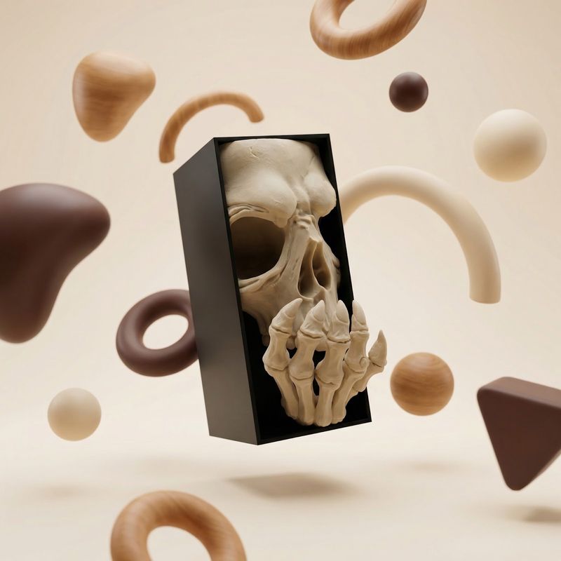 Carti si Birotica - Carti - Accesorii pentru cititori - Suport Carte Decorativ Book Nook, Craniu si Mana, Bej, 17 cm - Infinity.ro